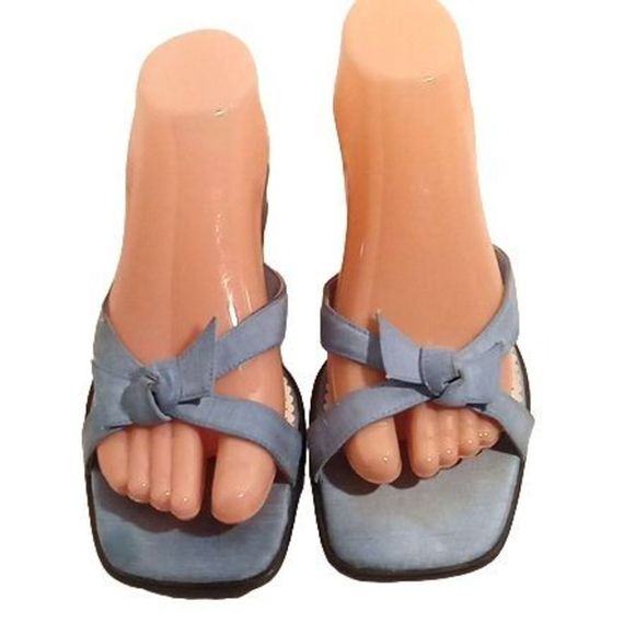 Fanfares Blue Square Toe Sandals Women's Size 7 - Picture 2 of 7
